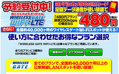 ワイヤレスゲートWi-Fi+LTE SIMカード
