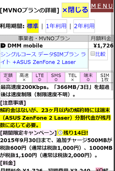ASUS ZenFone 2 Laser (ZE500KL) :MVNO対応 格安スマホ