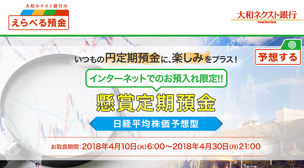 懸賞定期預金 (日経平均株価予想型) | えらべる預金 | 大和ネクスト銀行