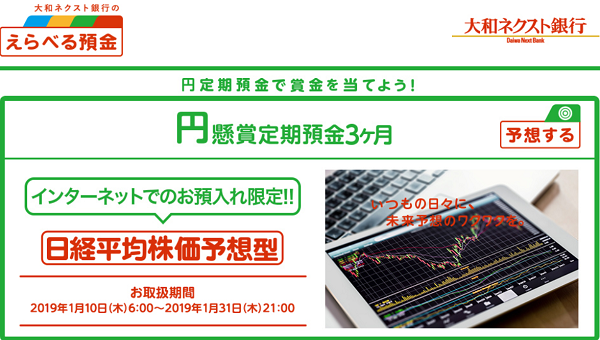 懸賞定期預金（日経平均株価予想型） | 大和ネクスト銀行