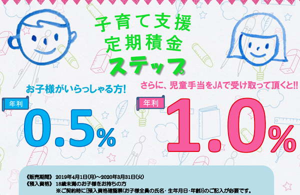 JAむなかた「子育て支援定期積金　ステップ」