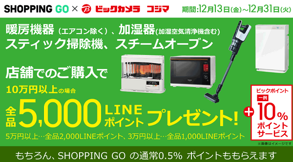 「LINE Pay」「SHOPPING GO」に対応しています｜ビックカメラ