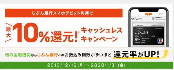 最大10％還元！キャッシュレスキャンペーン | じぶん銀行