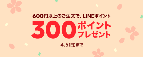 600円以上のご注文で300ポイントプレゼント