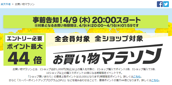 楽天市場：お買い物マラソン