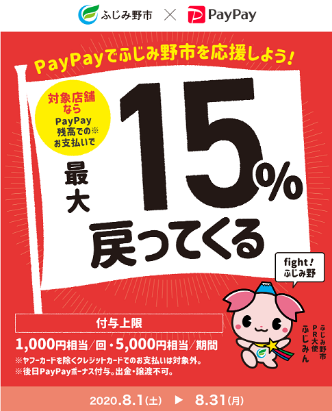 Fight！ふじみ野事業 対象店舗で最大15％戻ってくるキャンペーン｜PayPay
