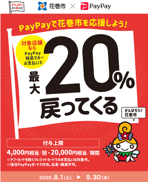がんばれ花巻！対象店舗で最大20％戻ってくるキャンペーン｜PayPay