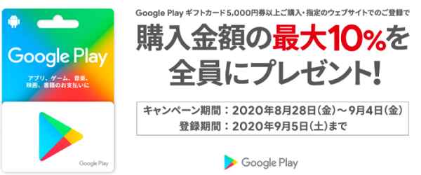 Google Play ギフトカード クーポンプレゼント