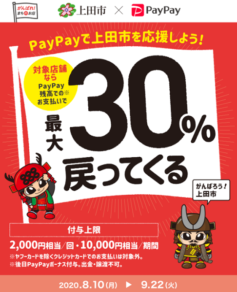 がんばろう上田！最大30％戻ってくるキャンペーン｜PayPay