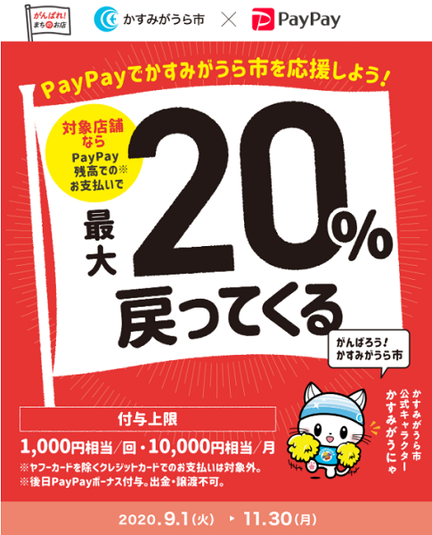 がんばっペイかすみがうら！対象のお店で最大20％戻ってくるキャンペーン｜PayPay