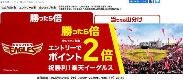 勝ったら倍キャンペーン｜楽天市場