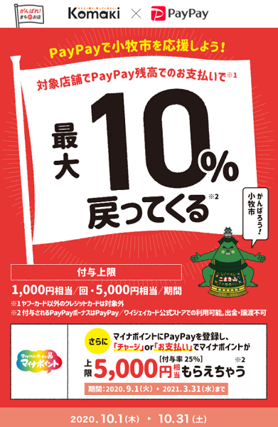 こまき応援！10％戻ってくるキャンペーン｜PayPay