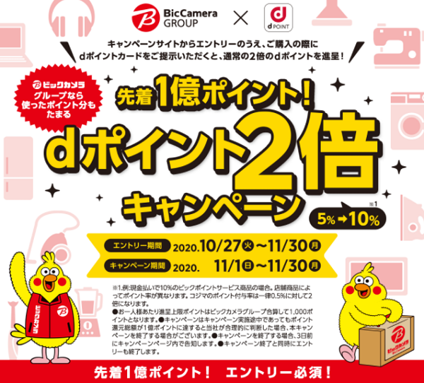 【dポイントクラブ】先着1億ポイント！dポイント2倍キャンペーン - キャンペーン