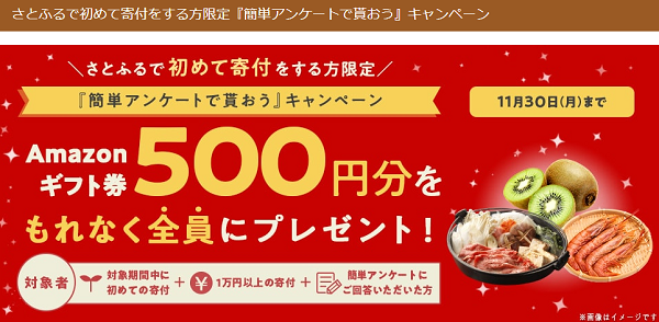 さとふるで初めて寄付をする方限定『簡単アンケートで貰おう』キャンペーン
