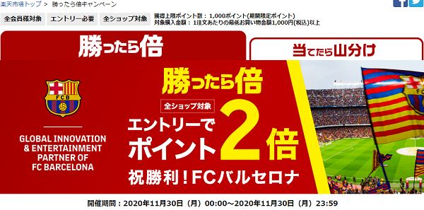 勝ったら倍キャンペーン｜楽天市場