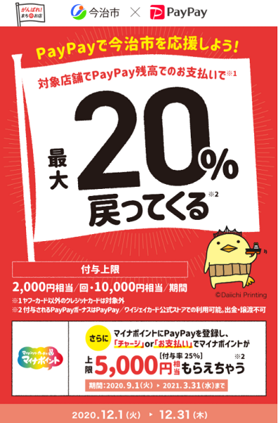 いまばりにエールを！最大20%戻ってくるキャンペーン｜PayPay
