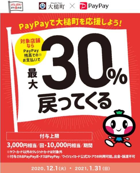 がんばっPay（ペイ）大槌！最大30％が戻ってくるから使っPay（ペイ）キャンペーン｜PayPay