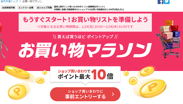 楽天市場：お買い物マラソン