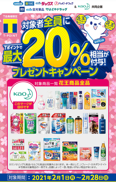 花王まとめ買い企画 最大20％相当還元CP | キャンペーン | ウエルシア薬局
