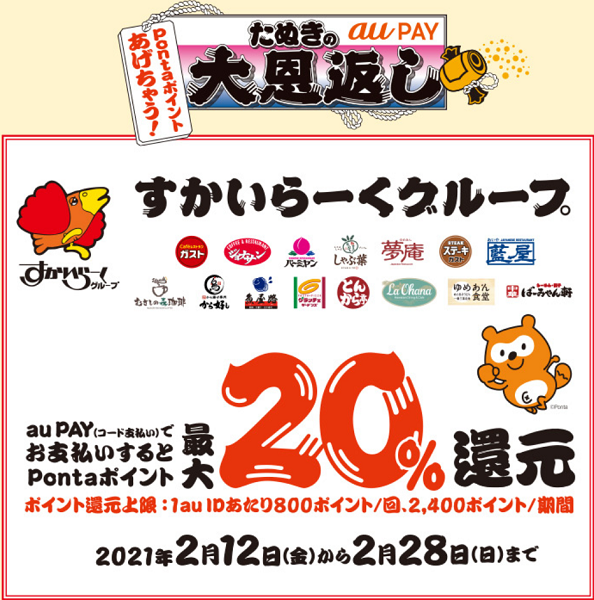 au PAY×すかいらーく｜最大20％還元キャンペーン！