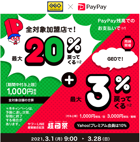 超PayPay祭 GEOで超おトクキャンペーン｜PayPay
