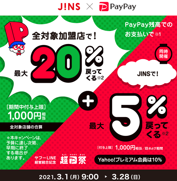 超PayPay祭 JINSで超おトクキャンペーン｜PayPay
