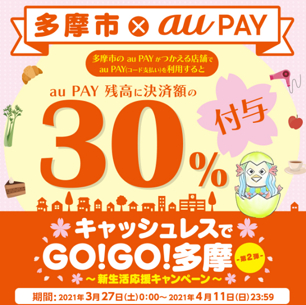 【多摩市×au PAY】キャッシュレスでGO!GO!多摩～新春応援キャンペーン～｜au PAY