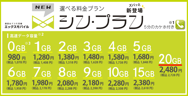 エックスモバイル新料金プランのお知らせ | Xmobile