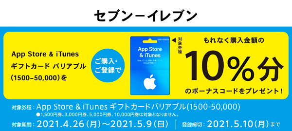 App Store Itunes ギフトカード10 還元 4 26 5 9 コンビニ各社 最速資産運用