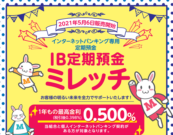 IB定期預金ミレッチ（インターネットバンキング専用定期預金）｜ミレ信用組合
