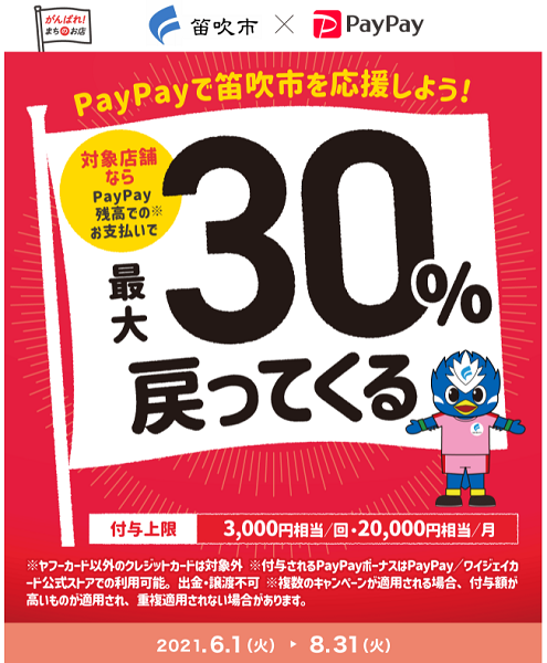ともにがんばろう笛吹！対象店舗で最大30％が戻ってくるキャンペーン｜PayPay