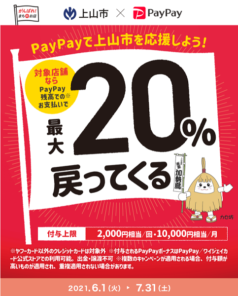 がんばろう上山！最大20％戻ってくるキャンペーン｜PayPay