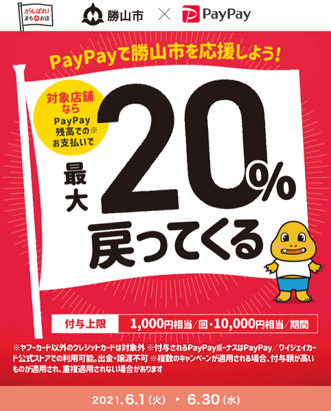 勝山市でキャッシュレス！最大20％戻ってくるキャンペーン！｜PayPay