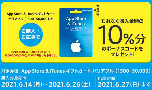 App Store Itunes ボーナス10 還元 6 14 6 26 大学生協 最速資産運用