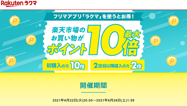 【楽天ラクマ】ラクマで購入で、楽天市場のお買い物がポイント最大10倍