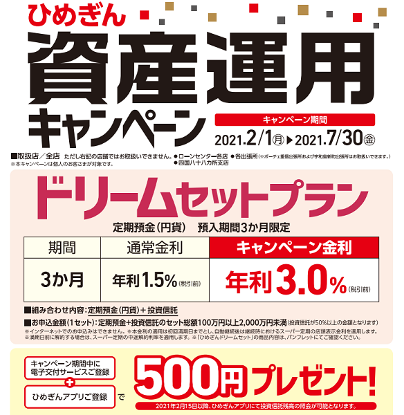 ひめぎん資産運用キャンペーンを実施します！ | 商品・サービスのお知らせ | 愛媛銀行