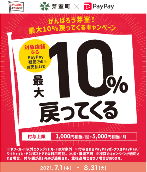 がんばろう芽室！最大10%戻ってくるキャンペーン｜PayPay