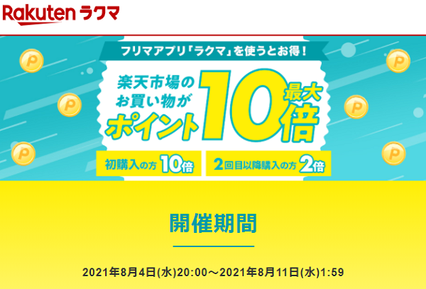 【楽天ラクマ】ラクマで購入で、楽天市場のお買い物がポイント最大10倍