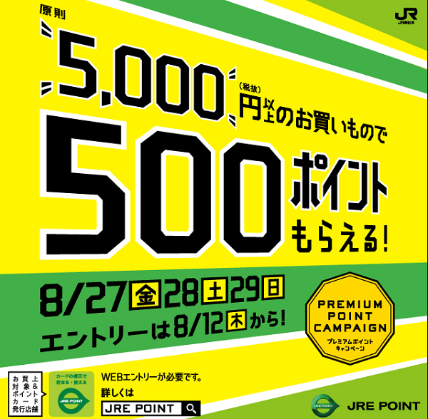 ８月プレミアムフライデーＪＲＥ　ＰＯＩＮＴプレゼントキャンペーン