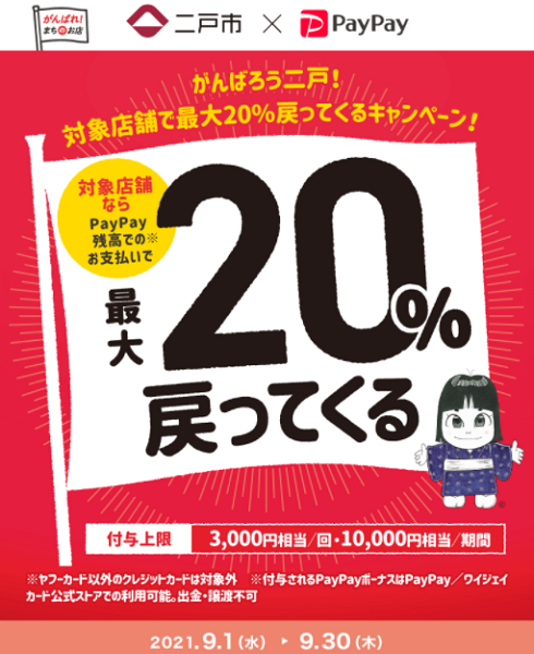 がんばろう二戸！対象店舗で最大20%戻ってくるキャンペーン！｜PayPay