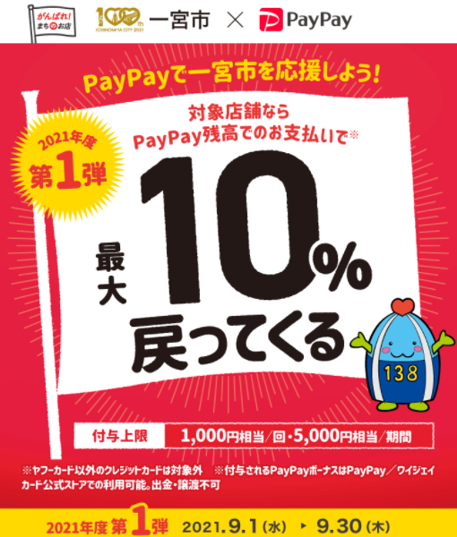一宮市は100周年！！PayPayでようけ買い物したってねキャンペーン｜PayPay