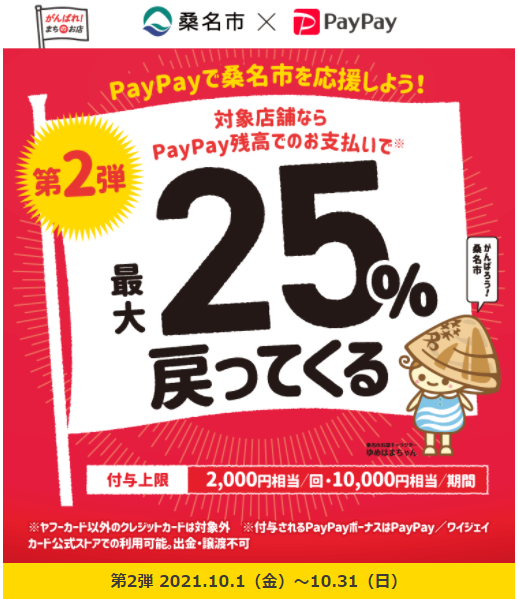 がんばれ桑名！対象店舗で最大25％戻ってくるキャンペーン第2弾｜PayPay