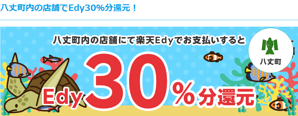 八丈町内の店舗でEdy30％分還元！｜楽天Edy