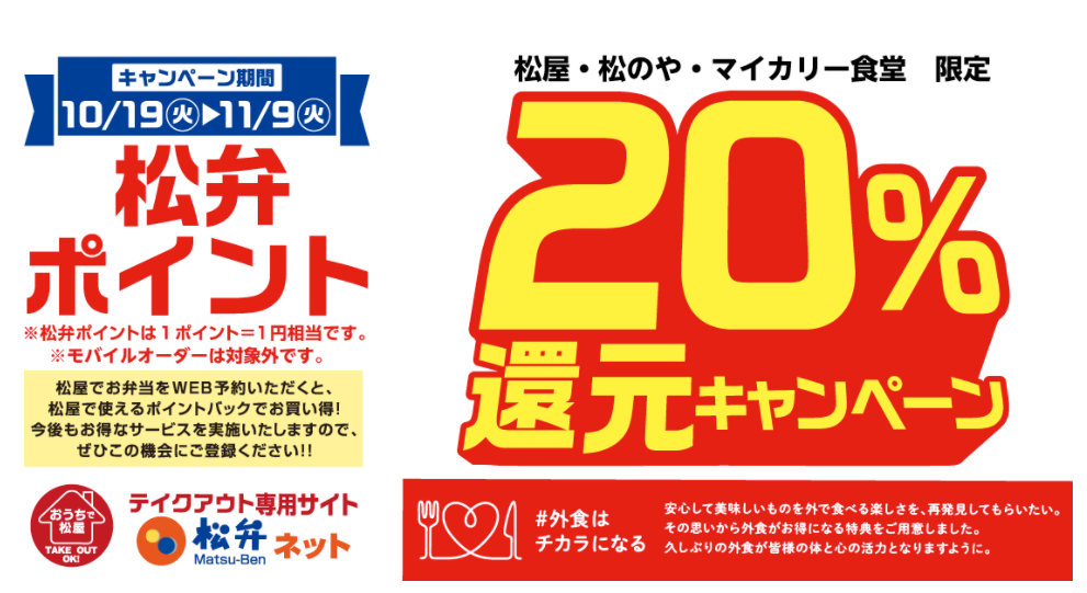 松弁ポイント20%還元キャンペーン｜松屋フーズ