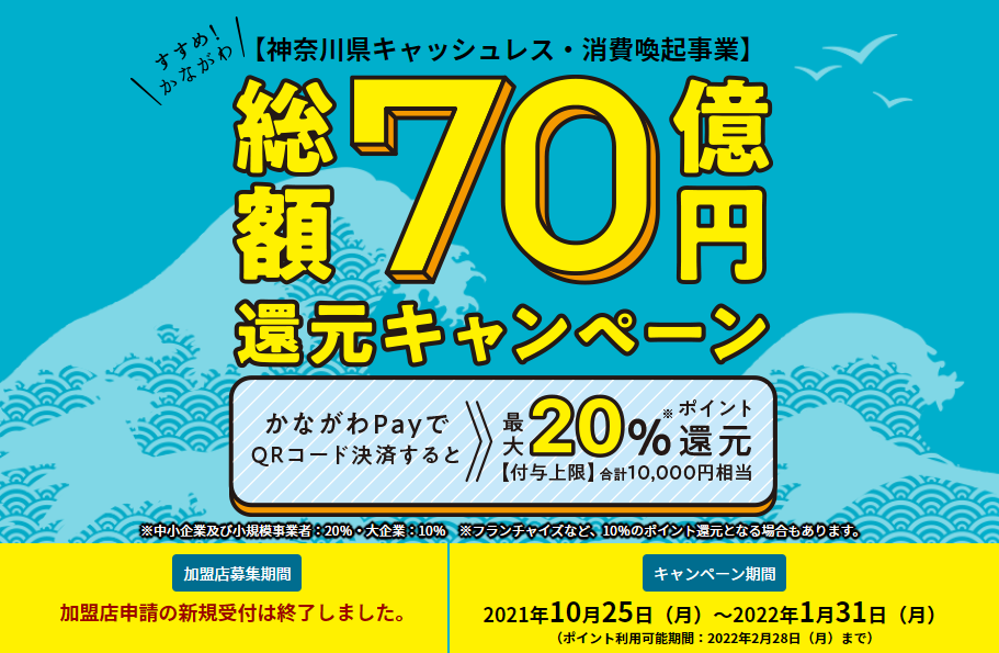 総額70億円還元キャンペーン／神奈川県キャッシュレス・消費喚起事業