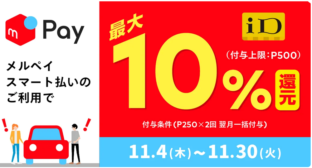 ガソリンスタンドP10%還元キャンペーン｜メルペイ