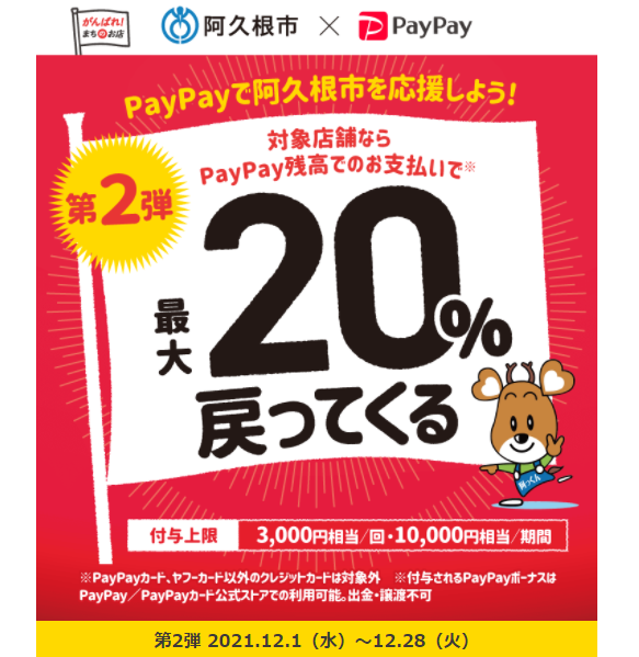 チャンスはいまシカ！阿久根で最大20％戻ってくるキャンペーン第2弾｜PayPay