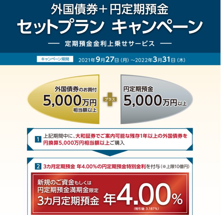 外国債券＋円定期預金セットプランキャンペーン | キャンペーン | 大和証券