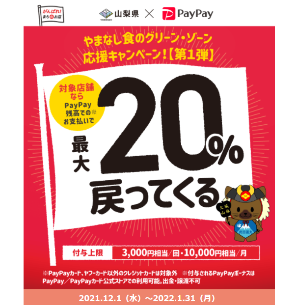 やまなし食のグリーン・ゾーン応援キャンペーン！【第1弾】 | PayPay