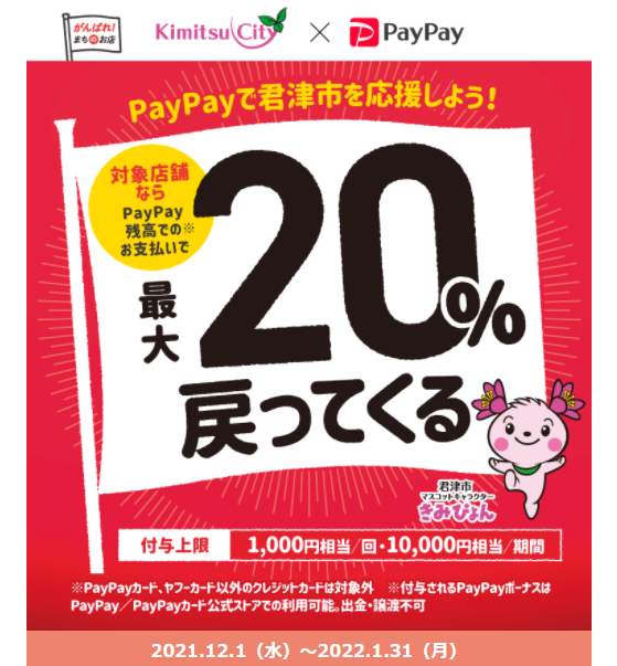 最大20%戻ってくる！きみつ得トクキャンペーン | PayPay